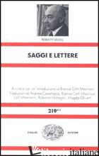 SAGGI E LETTERE - MUSIL ROBERT; CETTI MARINONI B. (CUR.)