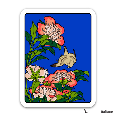 Sticker - Hokusai - Peonies and Canary