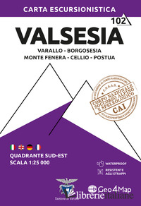 VALSESIA SUD-EST. VARALLO, BORGOSESIA, MONTE FENERA, CELLIO, POSTUA. CARTA ESCUR