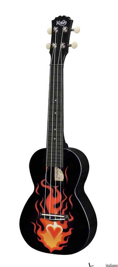 UKULELE CONCERTO - TRAMA BLACK WITH FLAMES