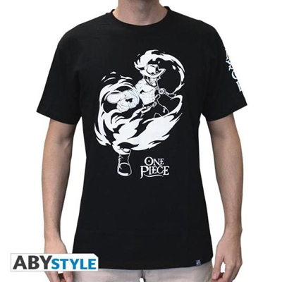 "ONE PIECE - TSHIRT ""ACE"" MAN SS BLACK - NEW FIT" LARGE di 