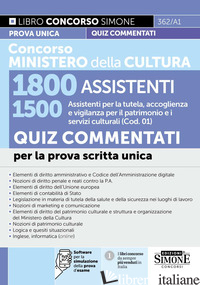 CONCORSO MINISTERO DELLA CULTURA 1800 ASSISTENTI. 1500 ASSISTENTI PER LA TUTELA,