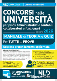 CONCORSI NELLE UNIVERSITA'. MANUALE DI TEORIA E QUIZ PER LA PREPARAZIONE AI CONC - AA.VV.