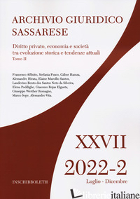 ARCHIVIO GIURIDICO SASSARESE (2022). VOL. 2: DIRITTO PRIVATO, ECONOMIA E SOCIETA - 