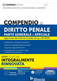 COMPENDIO DI DIRITTO PENALE PARTE GENERALE E SPECIALE. AGGIORNATO ALLA RIFORMA C - PEZZANO R. (CUR.); EMANUELE P. (CUR.)