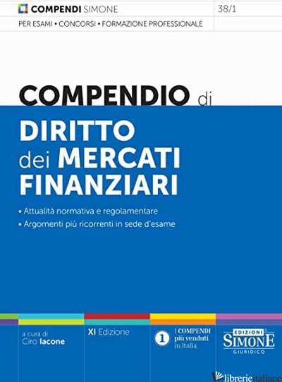 COMPENDIO DI DIRITTO DEI MERCATI FINANZIARI - IACONE C. (CUR.)