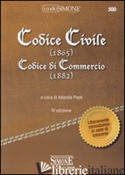 CODICE CIVILE (1865). CODICE DI COMMERCIO (1882) - PEPE I. (CUR.)