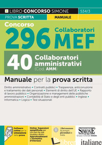 CONCORSO 296 COLLABORATORI MEF, 40 COLLABORATORI AMMINISTRATIVI (COD. AMM). MANU - 534/3