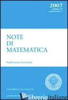 NOTE DI MATEMATICA. VOL. 27/1 - UNIVERSITA' DEL SALENTO. DIP. DI MATEMATICA (CUR.)