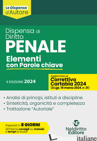 DISPENSA DI DIRITTO PENALE. ELEMENTI CON PAROLE CHIAVE 2024. AGGIORNATO AL DECRE - AA.VV.
