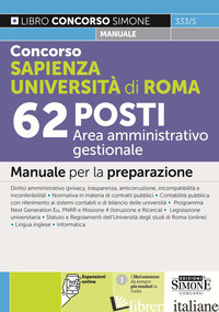 CONCORSO SAPIENZA UNIVERSITA' DI ROMA 62 POSTI AREA AMMINISTRATIVO GESTIONALE. M - AA.VV.