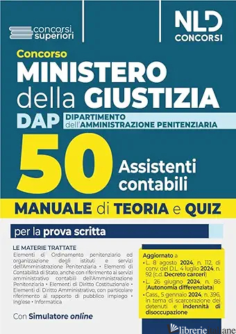 CONCORSO MINISTERO DELLA GIUSTIZIA. 50 ASSISTENTI CONTABILI PER IL DAP (DIPARTIM