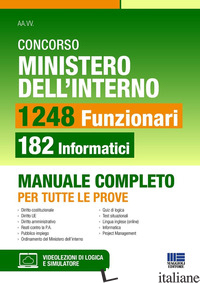 CONCORSO MINISTERO DELL'INTERNO. 1248 FUNZIONARI. 182 FUNZIONARI INFORMATICI. MA