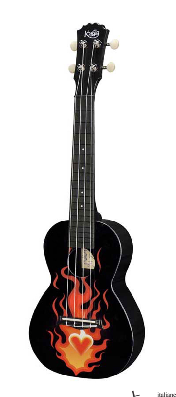UKULELE CONCERTO - TRAMA BLACK WITH FLAMES 