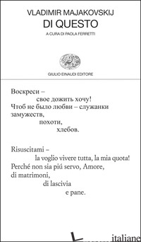 Copertina del libro DI QUESTO. TESTO ORIGINALE A FRONTE